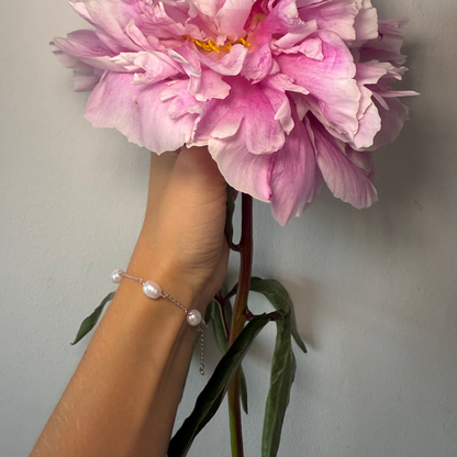 Sale! Sterling Silver Freshwater Oval Pearl Bracelet, Silver or Gold, Genuine Fresh Water Oval Pearls, Natural Keshi Pearl Bracelet, Ivory Pearls