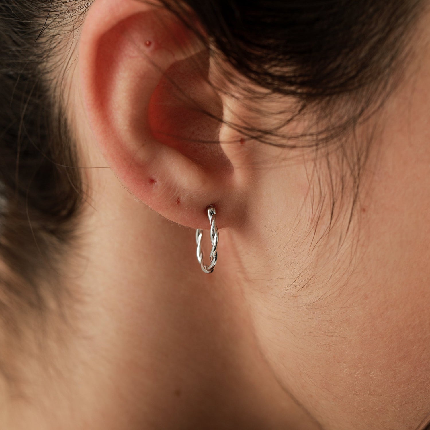 Sterling Silver Braided Huggie Hoops, Twist Hoops, Silver or Gold, Intertwining Hoop Earrings, Dainty Huggie Hoops Earrings, Mobius Hoops