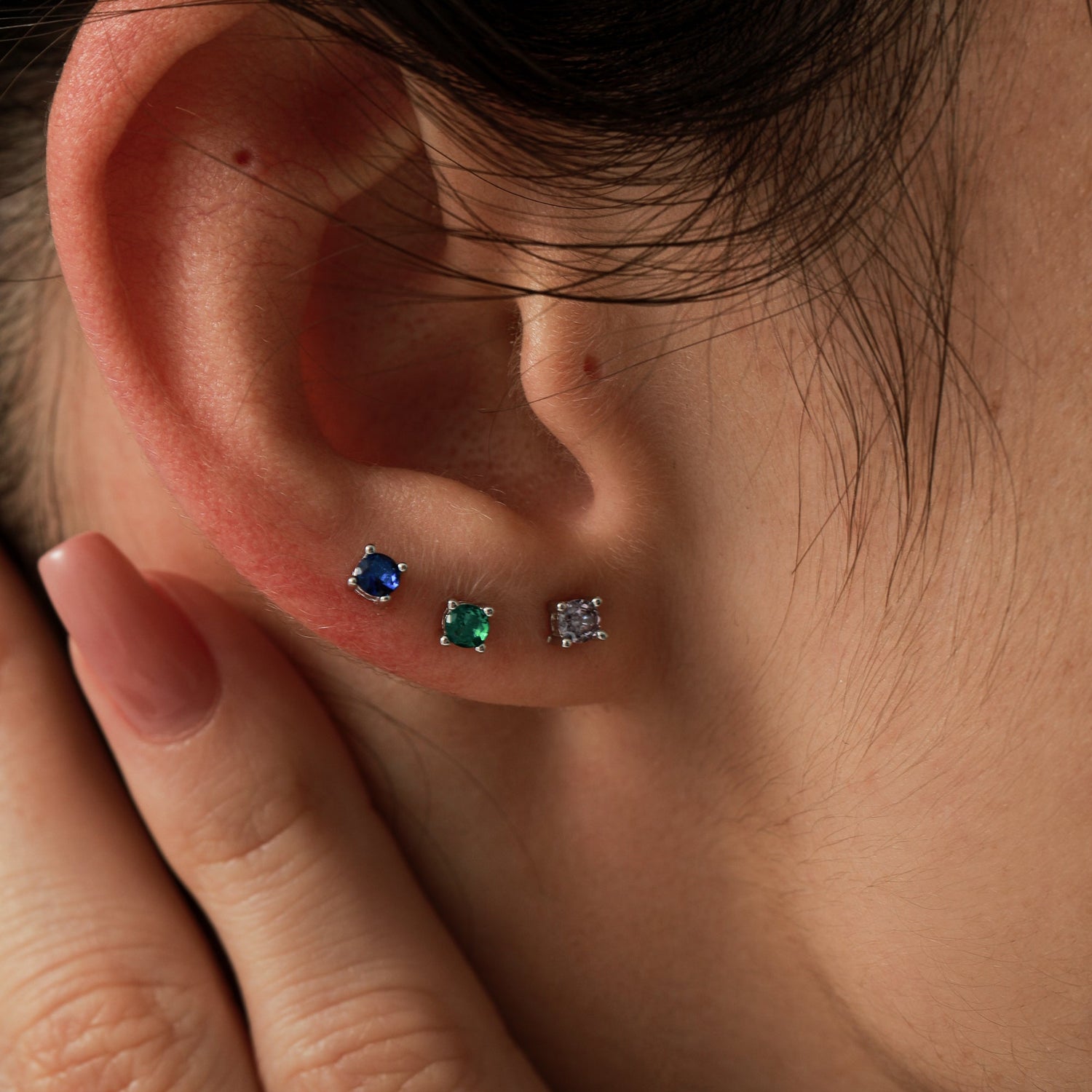Sterling Silver Tiny Little Stud Earrings, Barely Visible, Extra Small CZ Stud, Stacking Earrings, Cubic Zirconia Crystal