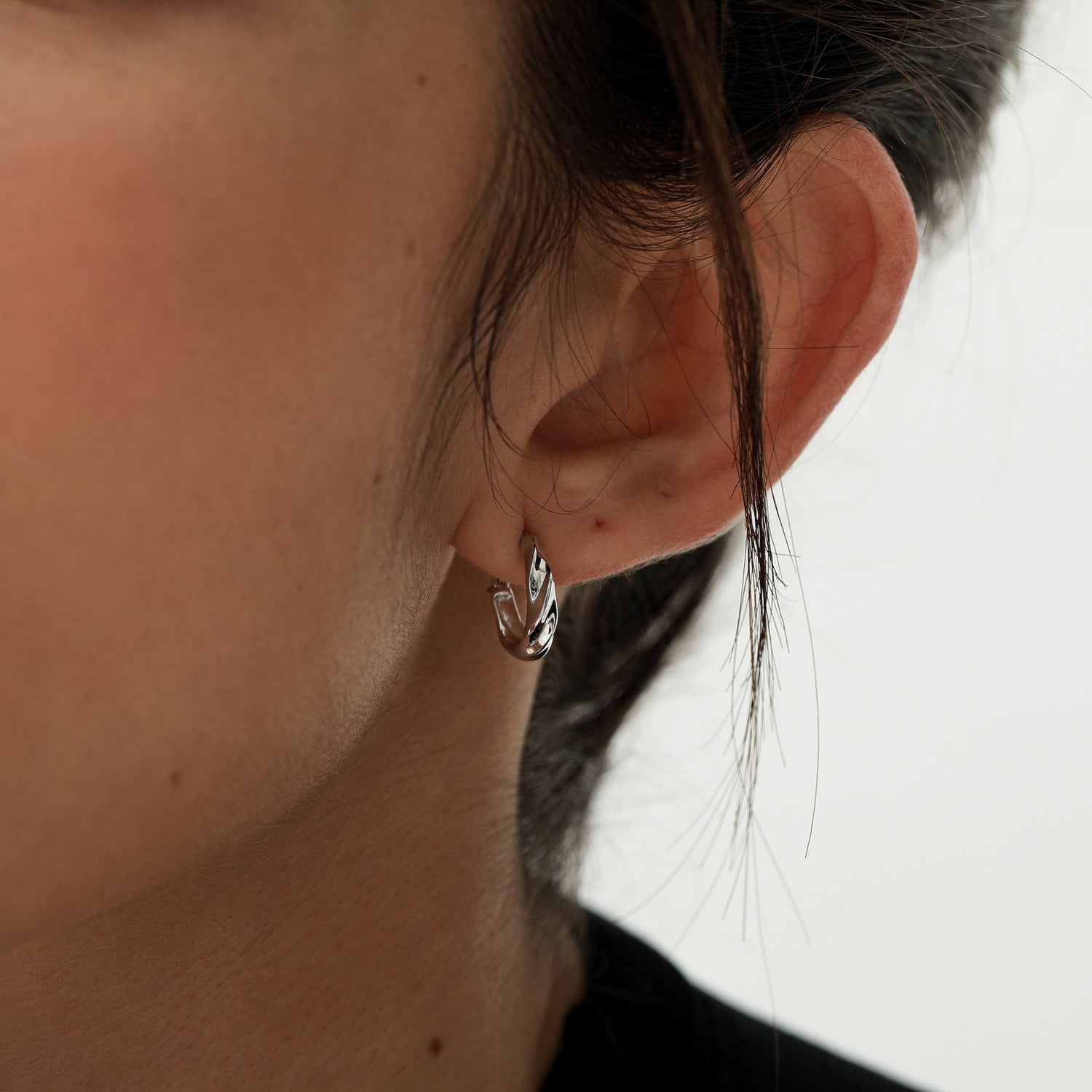 Croissant Hoop Earrings in Sterling Silver, Silver or Gold, Twist Hoop Earrings, Simple Braided Hoop Earrings 10mm Inner Diameter