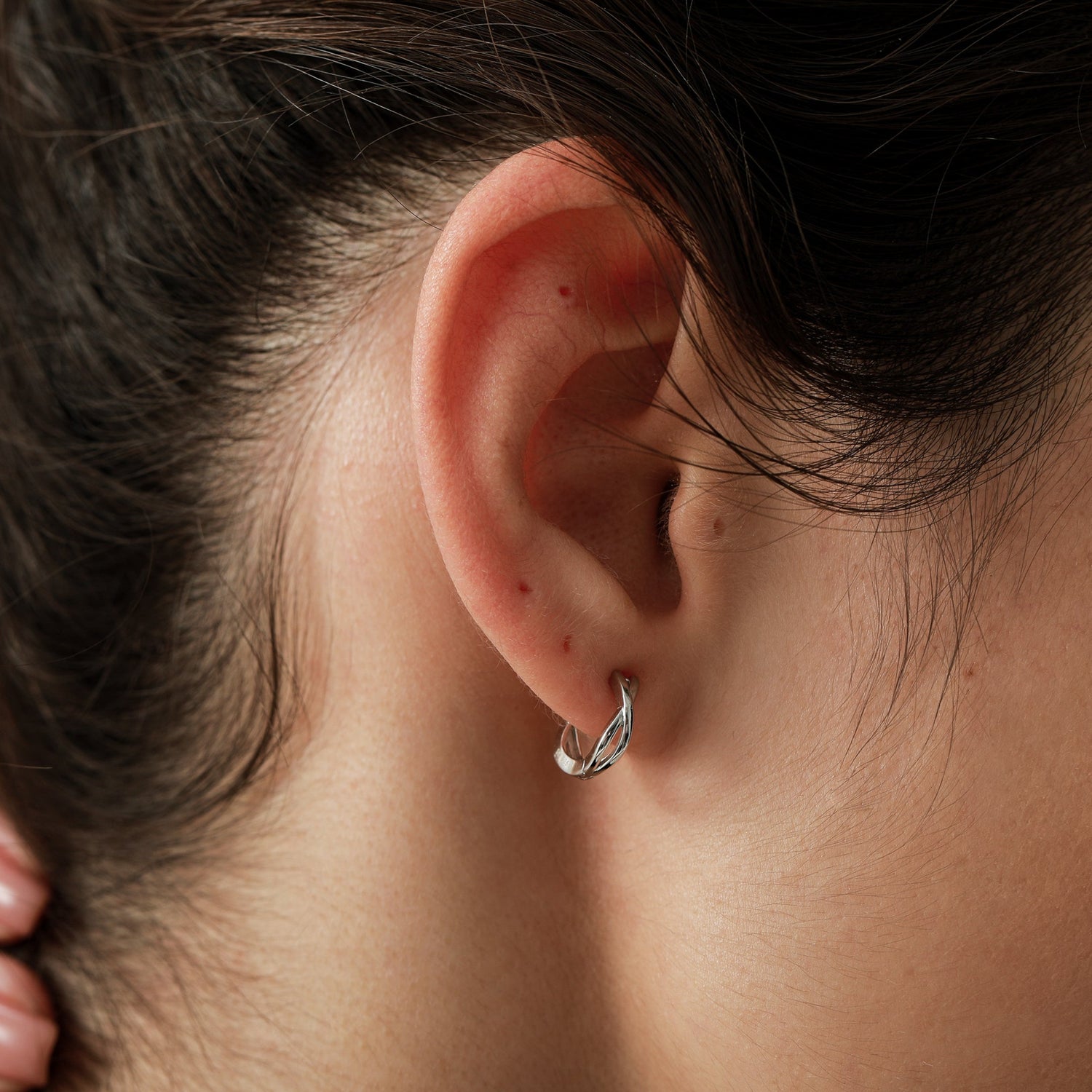 Sterling Silver Delicate Braided Huggie Hoops, Mini Twist Hoops, Intertwining Hoop Earrings, Dainty Huggie Hoops Earrings, Mobius Hoops