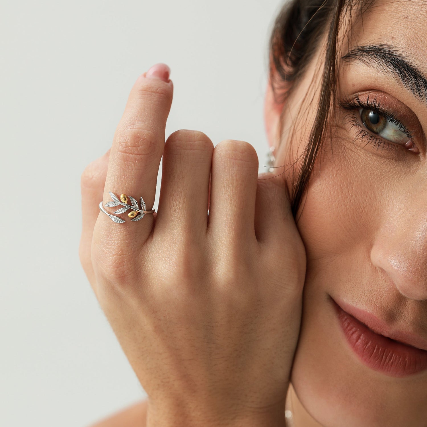 Olive Leaf with Olive Open Ring
