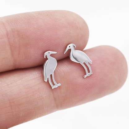 Grey Heron Stud Earrings in Sterling Silver, Heron Earrings, Bird Earrings, Nature Lover, Nature Inspired Animal Earrings