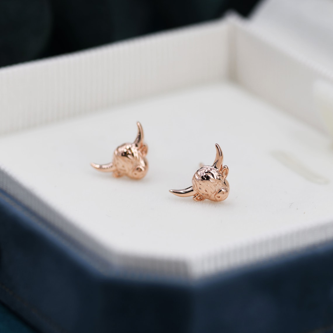 Highland Cow Stud Earrings in Sterling Silver, Silver Gold or Rose Gold, Cow Stud, Bull Earrings, Small Cow Stud, Scotland, Scottish