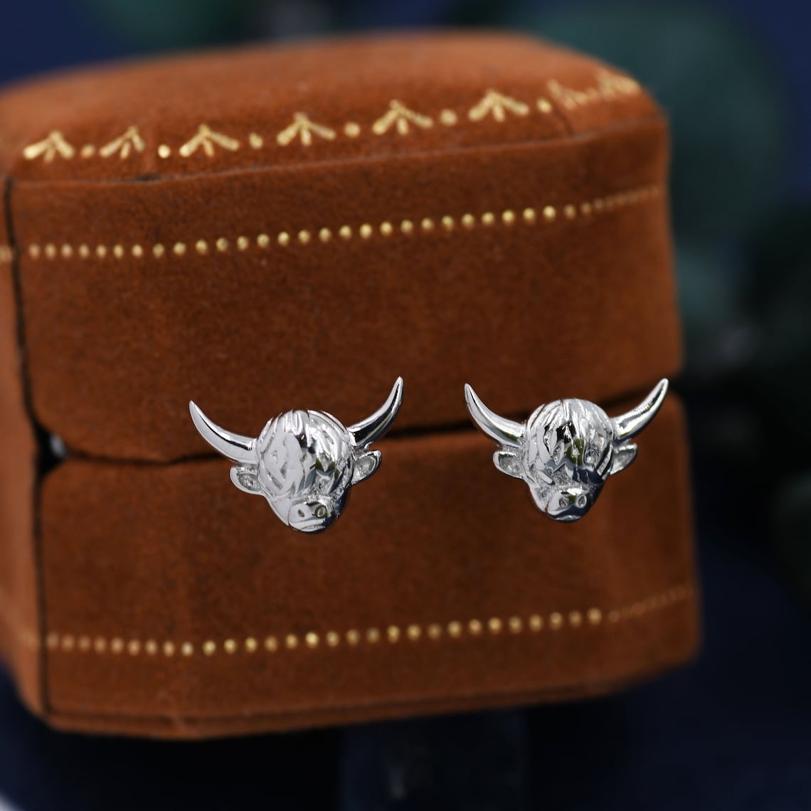 Highland Cow Stud Earrings in Sterling Silver, Silver Gold or Rose Gold, Cow Stud, Bull Earrings, Small Cow Stud, Scotland, Scottish