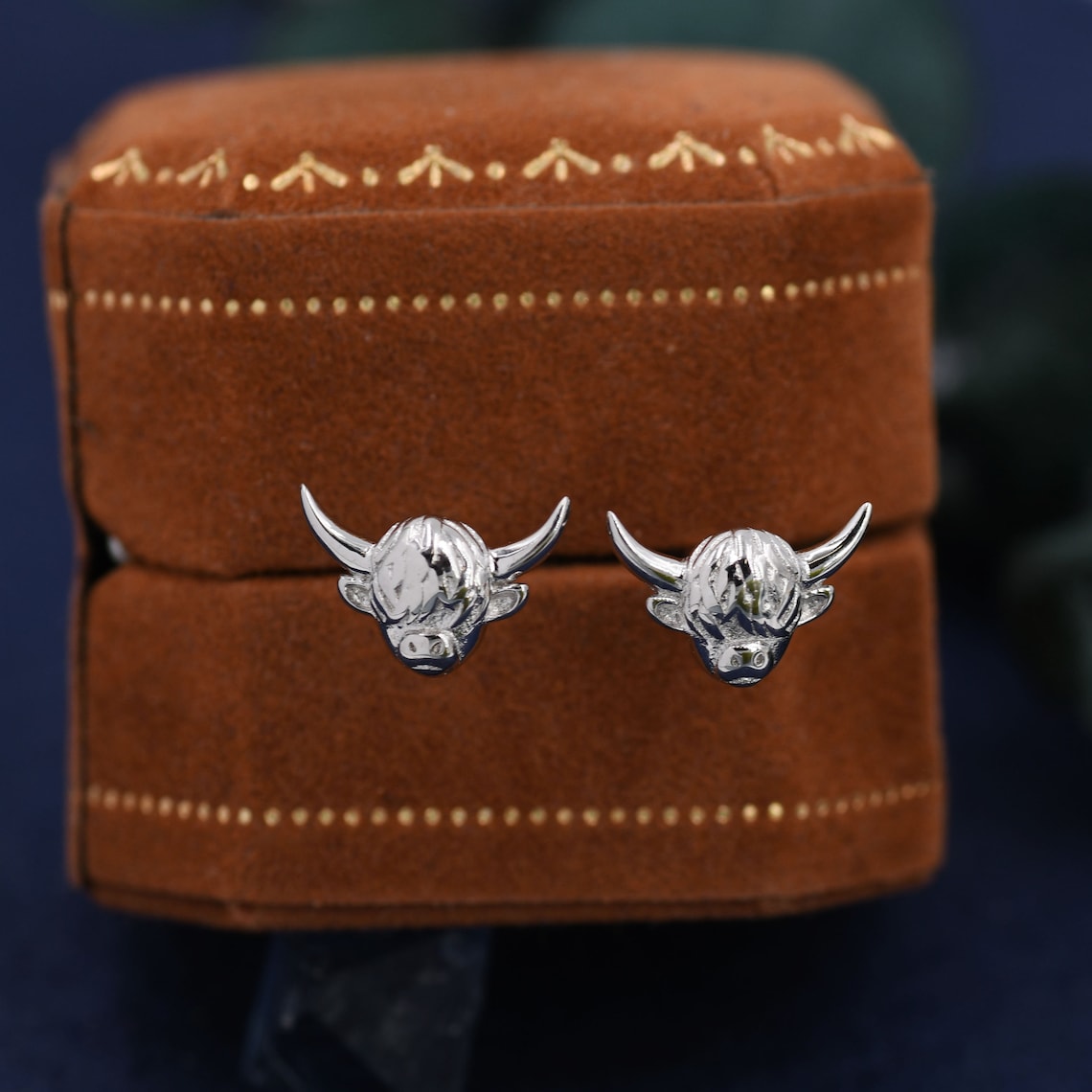 Highland Cow Stud Earrings in Sterling Silver, Silver Gold or Rose Gold, Cow Stud, Bull Earrings, Small Cow Stud, Scotland, Scottish