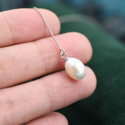 Genuine Pearl Threader Earrings in Sterling Silver, Silver or Gold, Pearl Ear Threaders, Natural Freshwater Pearls, Drop Ear Threaders