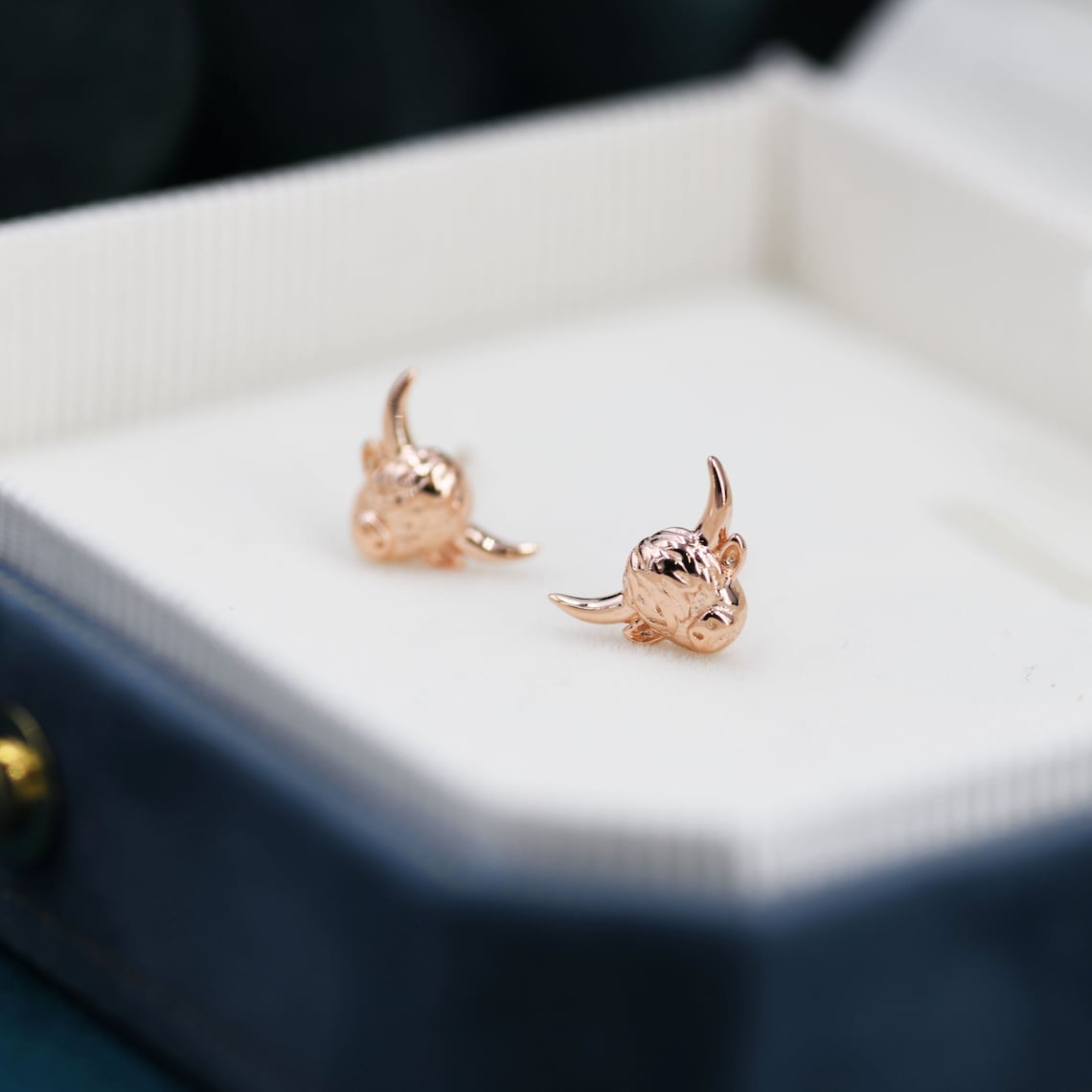 Highland Cow Stud Earrings in Sterling Silver, Silver Gold or Rose Gold, Cow Stud, Bull Earrings, Small Cow Stud, Scotland, Scottish