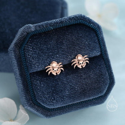 Super Cute Jumping Spider Stud Earrings in Sterling Silver, Silver or Gold or Rose Gold, Animal Earrings, Nature Inspired, Insect Earrings