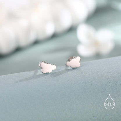 Sterling Silver Little Cloud Stud Earrings, Cute and Quirky Jewellery, Silver Lining Earrings