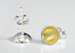 Heart of Gold Little Cup Stud Earrings in Sterling Silver - Geometric Circle Dot Minimalist Design - Plated with 18ct Gold