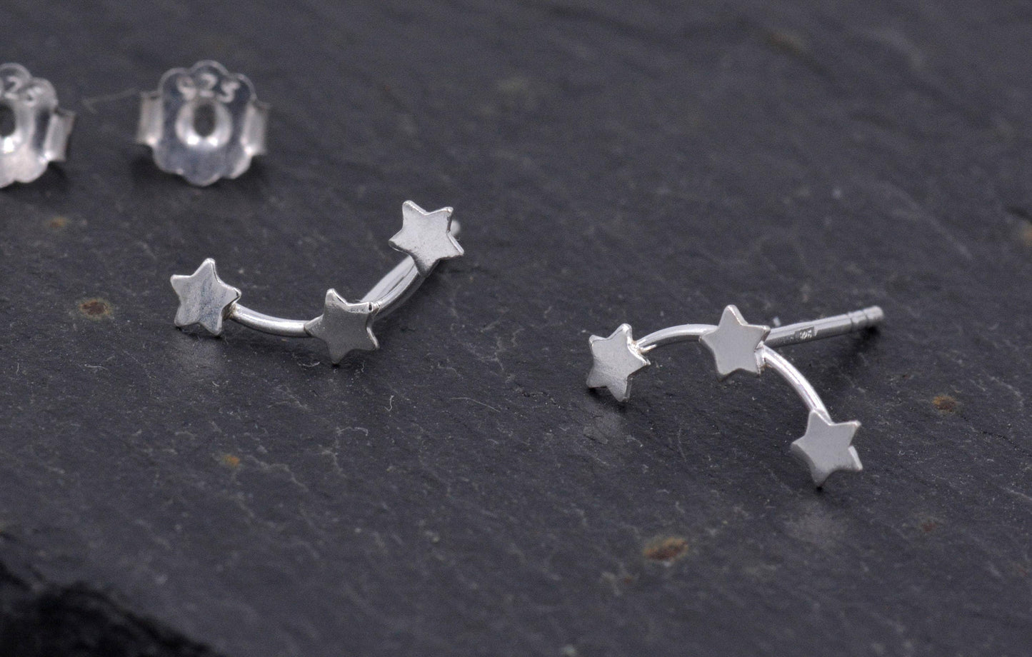 Tiny Star Trio Constellation Sterling Silver Dainty Stud Earrings, Available in Gold, Rose Gold and Silver, Tiny Star crawlers