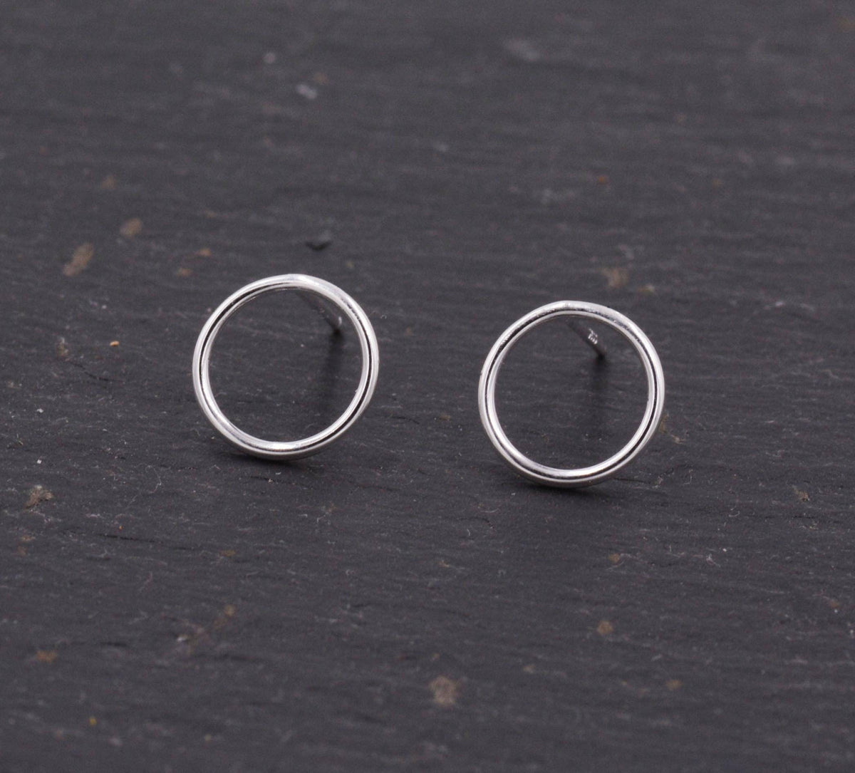 Sterling Silver Minimalist Open Circle Stud Earrings in Sterling Silver - Silver, Gold or Rose Gold Finish, Minimalist Geometric Design