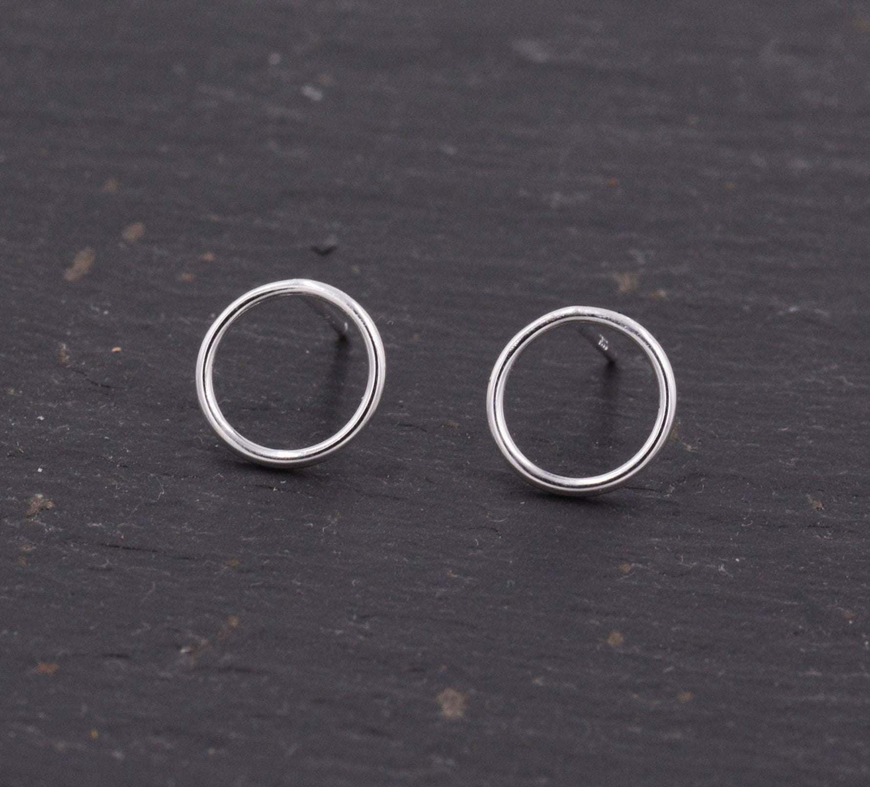 Sterling Silver Minimalist Open Circle Stud Earrings in Sterling Silver - Silver, Gold or Rose Gold Finish, Minimalist Geometric Design