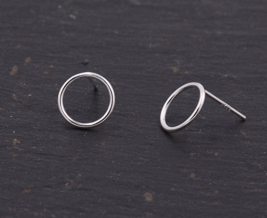 Sterling Silver Minimalist Open Circle Stud Earrings in Sterling Silver - Minimalist Geometric Design