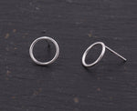 Sterling Silver Minimalist Open Circle Stud Earrings in Sterling Silver - Silver, Gold or Rose Gold Finish, Minimalist Geometric Design