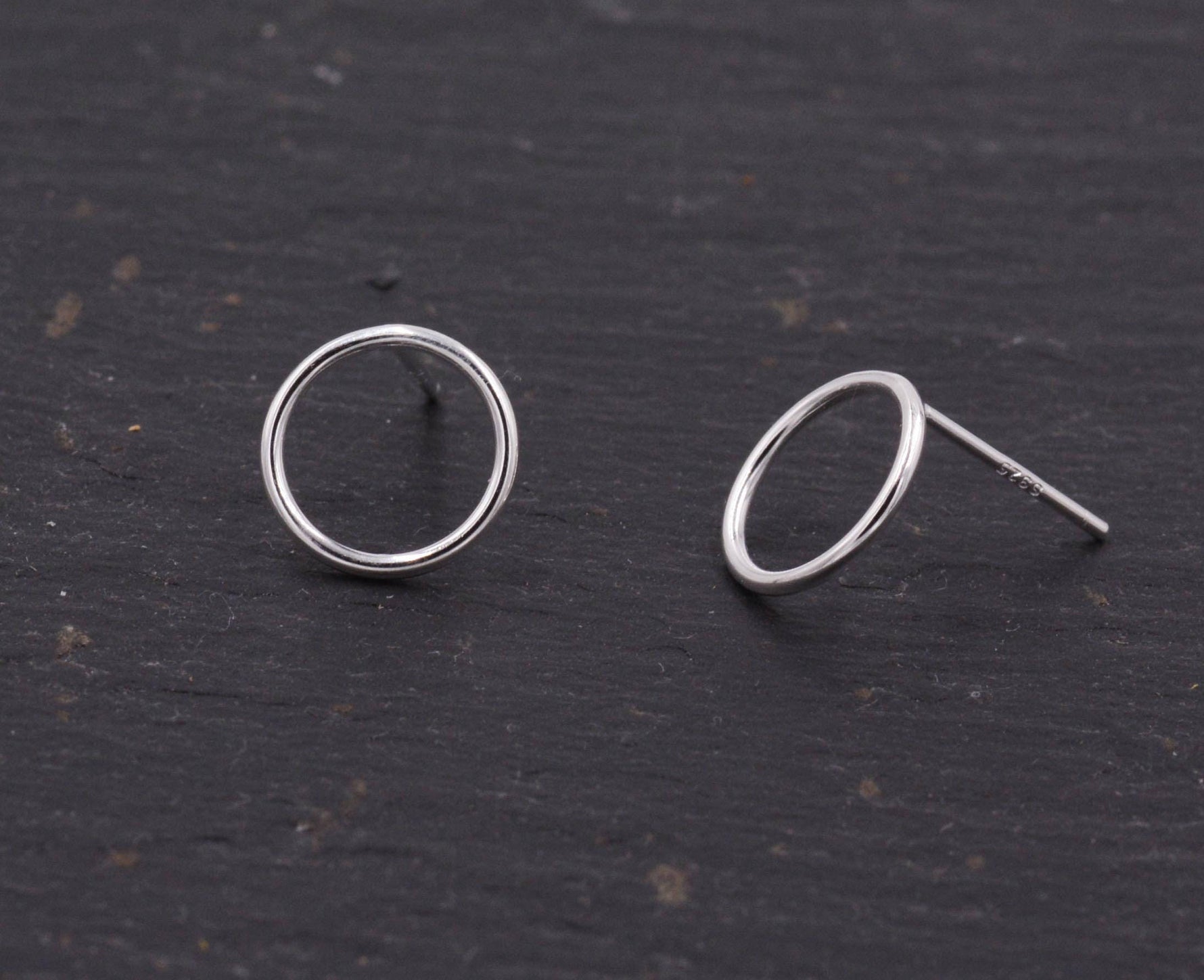 Sterling Silver Minimalist Open Circle Stud Earrings in Sterling Silver - Silver, Gold or Rose Gold Finish, Minimalist Geometric Design
