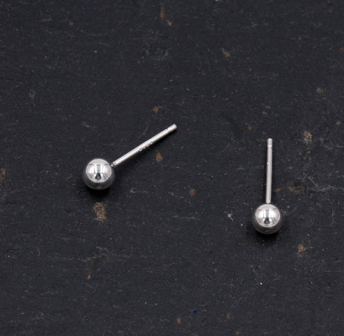 Sterling Silver Dainty Little Ball Circle Sphere Tiny Stud Earrings, Minimalist Geometric Design