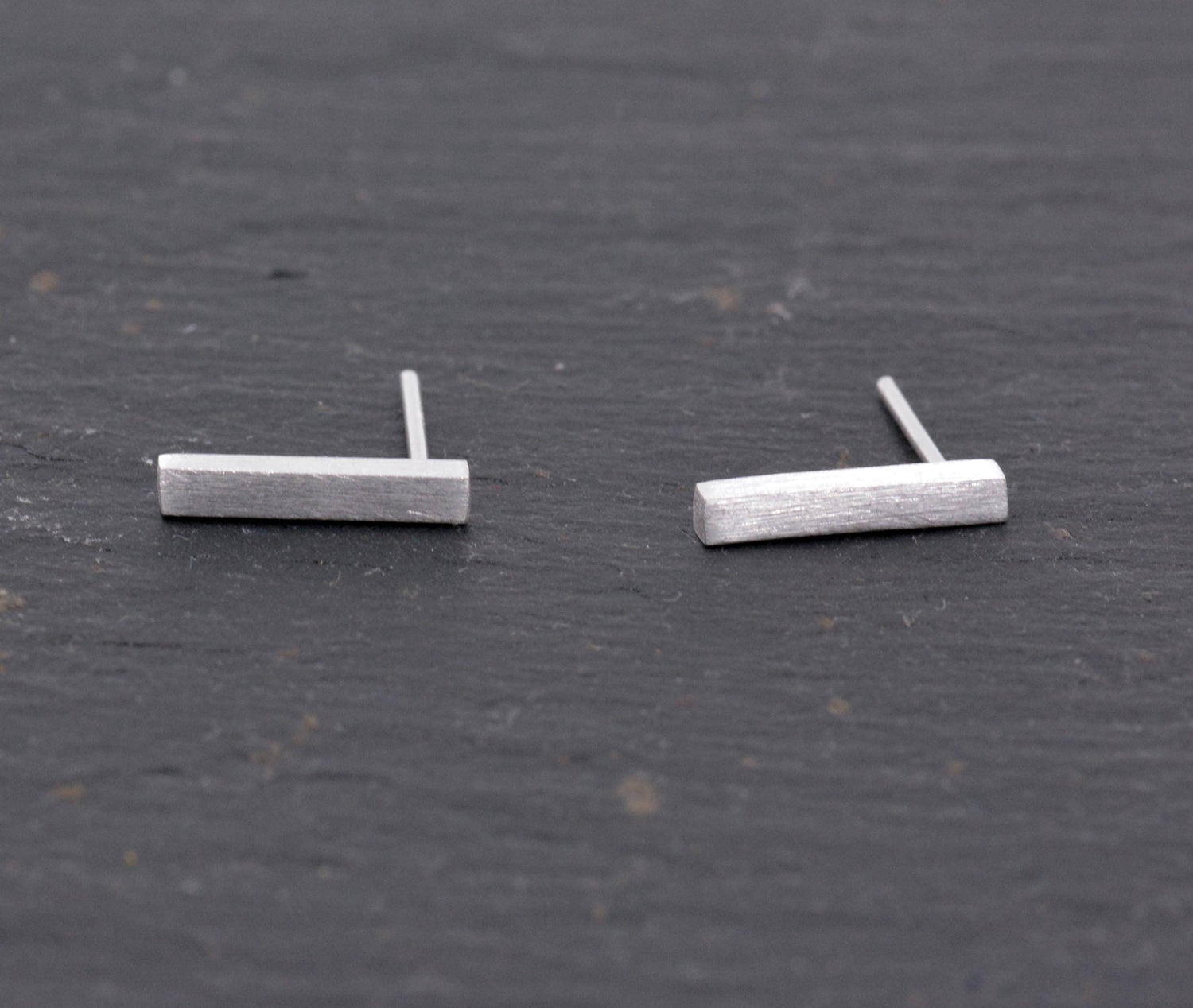 Sterling Silver Bar Stud Earrings ,Textured Finish, Minimalist Geometric Jewellery