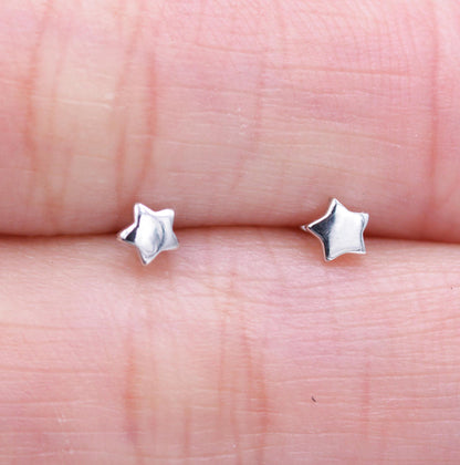 Sterling Silver Very Tiny Little Star Stud Earrings, Barely Visible, Minimalist, Geometric, Cute and Fun Jewellery D84