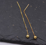 Sterling Silver Ball Earrings Ear Threaders/ Earthreads/ Threader Earrings/ Geometric Earrings/ Minimalist Design Gold and Rose Gold