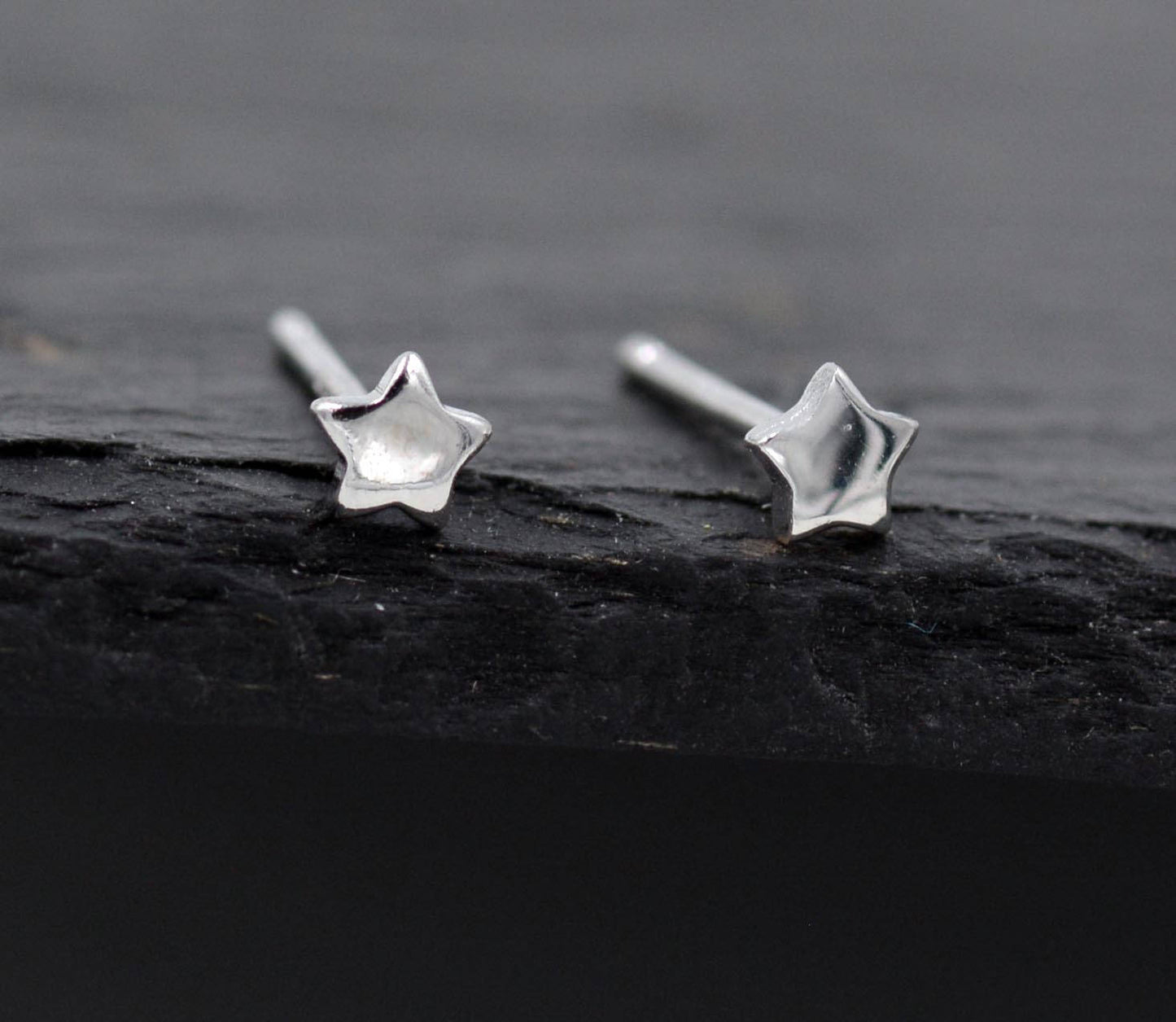 Sterling Silver Very Tiny Little Star Stud Earrings, Barely Visible, Minimalist, Geometric, Cute and Fun Jewellery