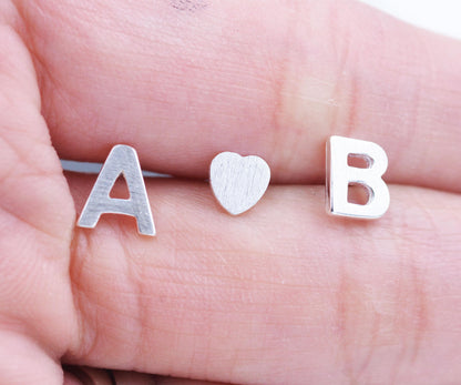 ONE Small Initial Stud Single Sterling Silver Personalised Earring Alphabet Letter Monogram Jewellery for her Perfect Gift