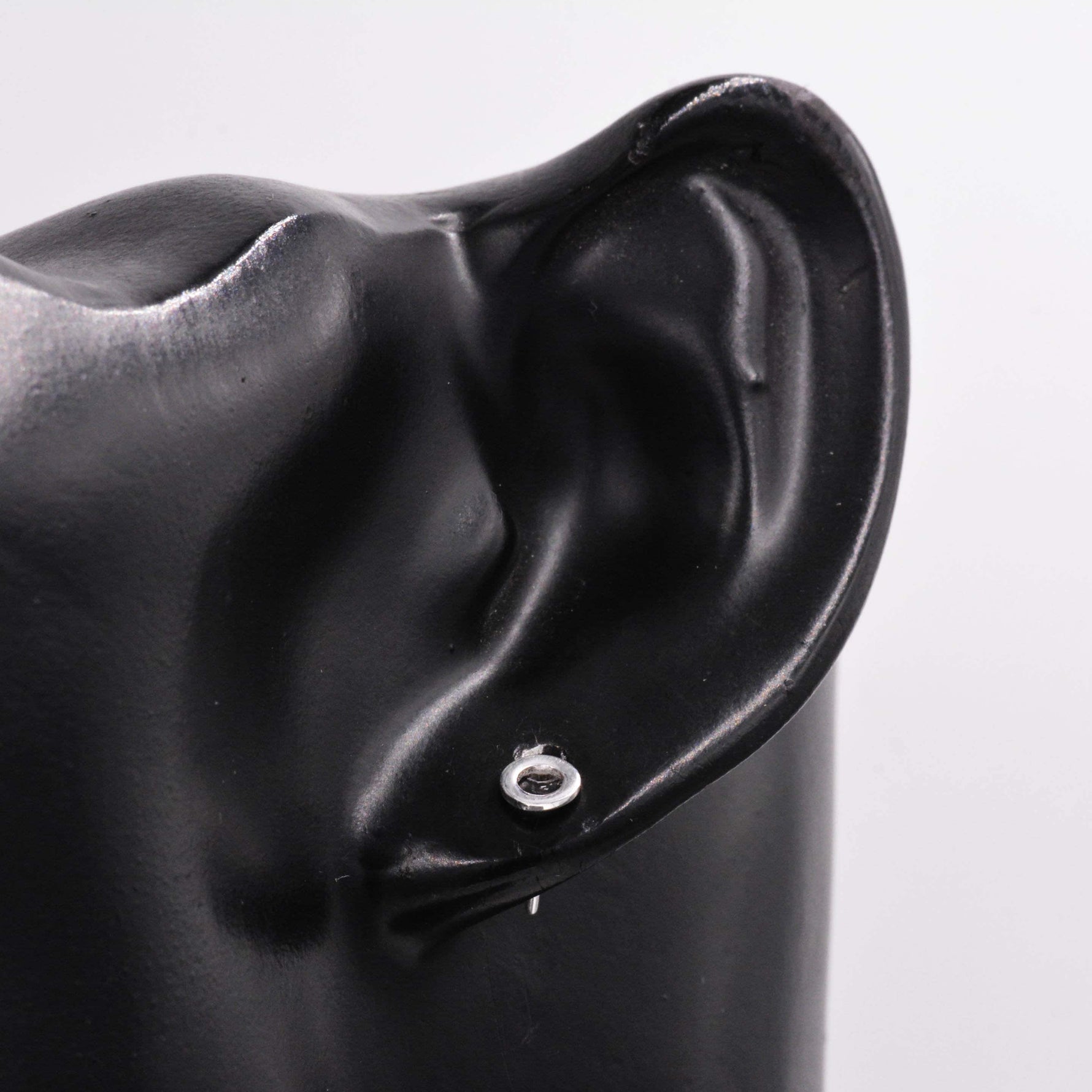Small Pair of Sterling Silver Tiny Little Open Circle Dot Minimalist Geometric Stud Earrings, Dainty and Delicate Design