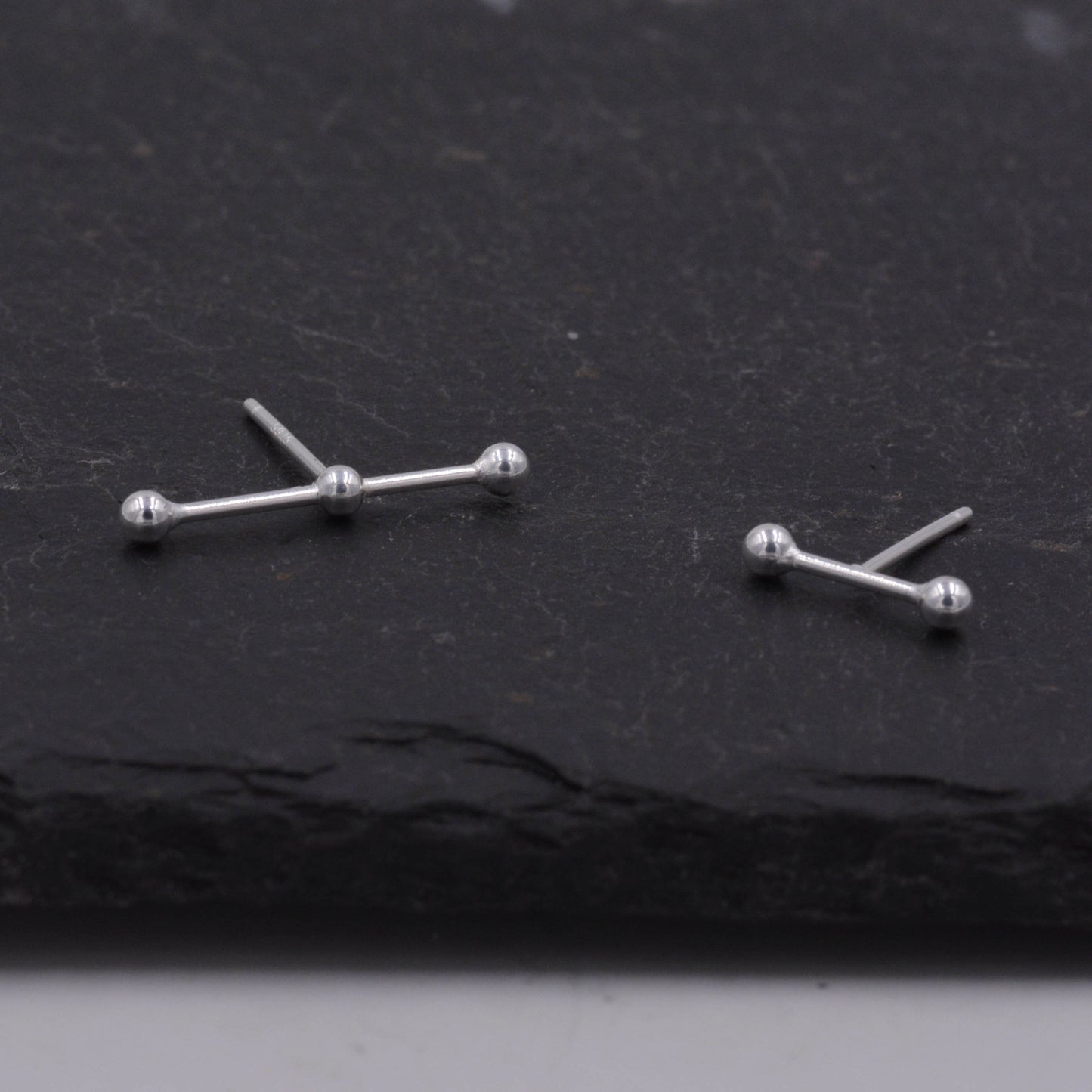 Sterling Silver Mismatched Constellation Asymmetric Bar Stud Earrings, Minimalist Geometric Design, Modern Contemporary Design A62