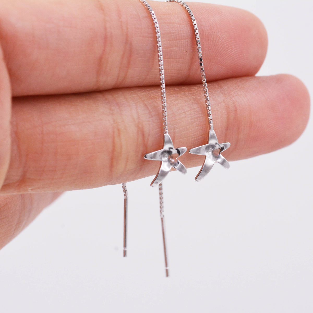 Forget-me-not Flower and Star Threader Earrings