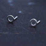 Small Pair of Sterling Silver Tiny Little Open Circle Dot Minimalist Geometric Stud Earrings, Dainty and Delicate Design