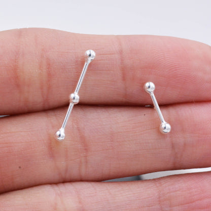 Sterling Silver Mismatched Constellation Asymmetric Bar Stud Earrings, Minimalist Geometric Design, Modern Contemporary Design A62