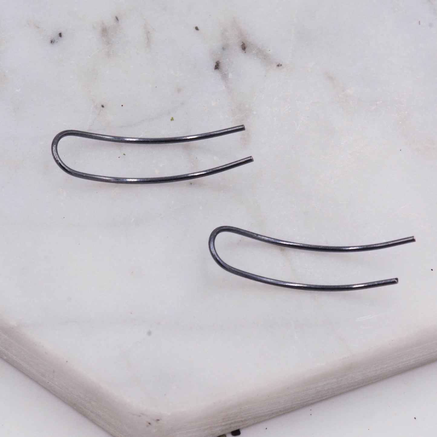 Sterling Silver Minimalist Bar Earrings Ear Climbers, Ear Crawlers, in Silver or Black