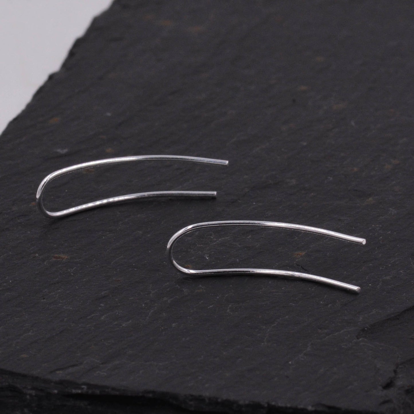 Sterling Silver Minimalist Bar Earrings Ear Climbers, Ear Crawlers, in Silver or Black