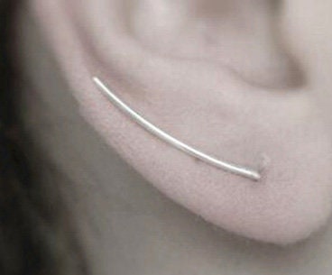 Sterling Silver Minimalist Bar Earrings Ear Climbers, Ear Crawlers, in Silver or Black