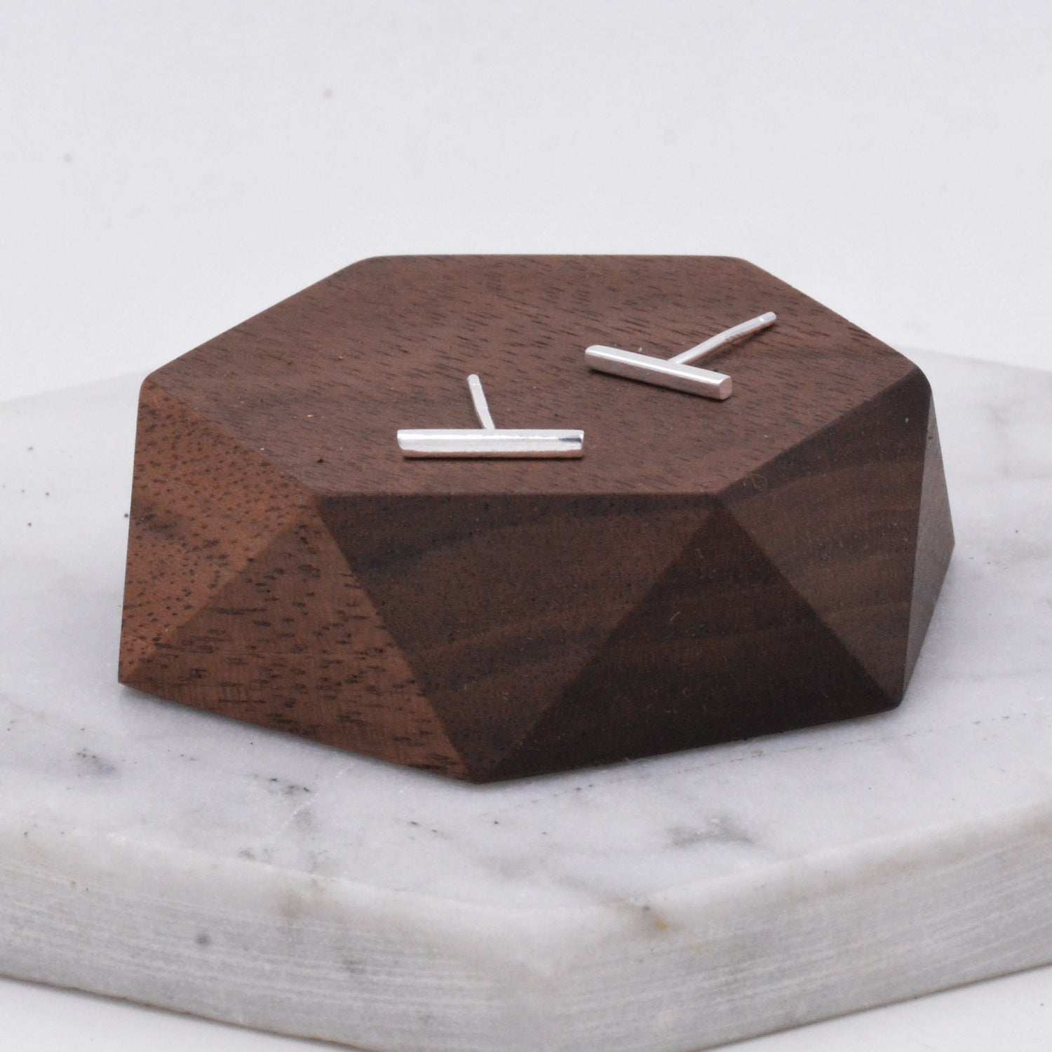 Sterling Silver Minimalist Bar Stud Earrings -  Geometric Jewellery