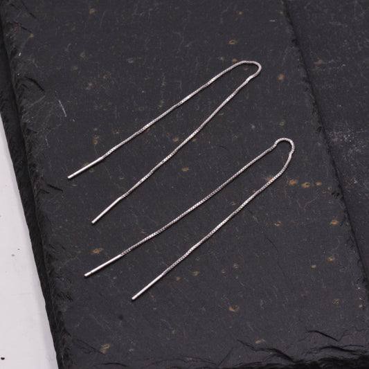 Sterling Silver Minimalist Long Ear Threader - Double Ear Threader - Ear Wire   C38