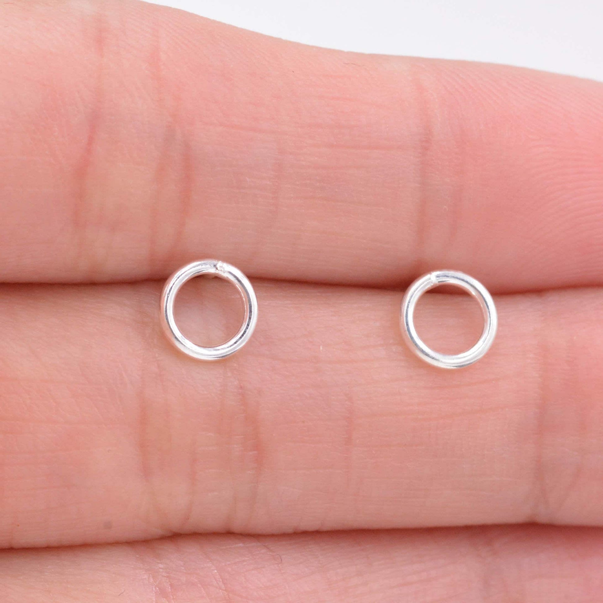 Sterling Silver Minimalist Open Circle Stud Earrings in Sterling Silver - Minimalist Geometric Design, Silver, Gold or Rose Gold