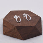 Sterling Silver Minimalist Open Droplet Stud Earrings in Sterling Silver - Minimalist Geometric Design C59