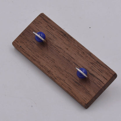 Sterling Silver 'Blue Planet' Saturn Planet Halo Stud Earrings with Lapis Lazuli Gemstone, Gold or Silver, Cute Fun Quirky Design