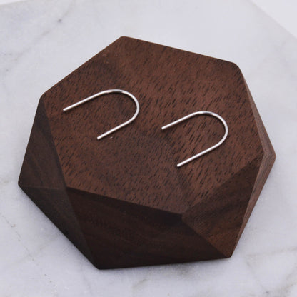 Sterling Silver Minimalist Curved Bar Ear Wire Earrings, U Shape Ear Jacket, U-Shape Geometric Simple Contemporary and Modern D68