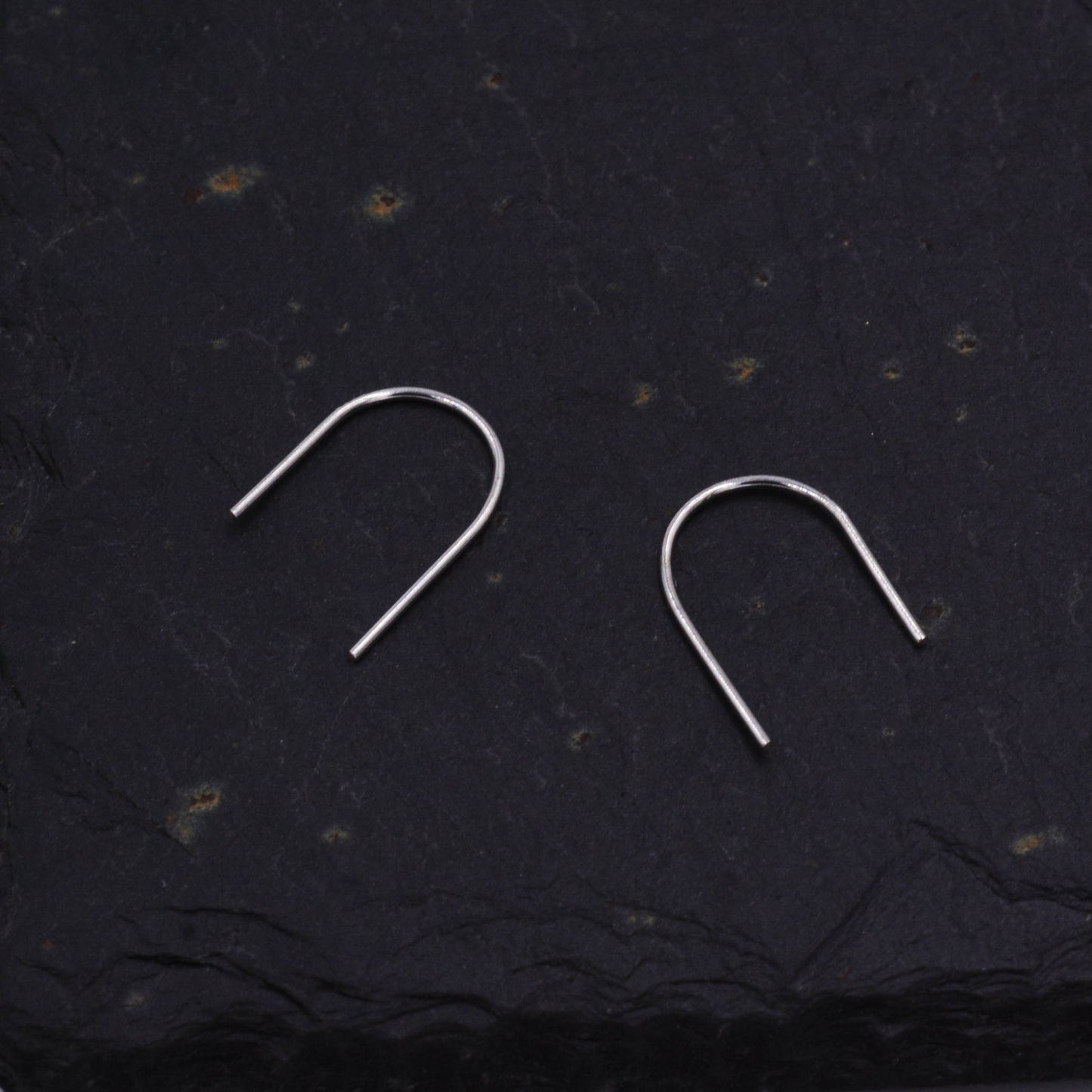 Sterling Silver Minimalist Curved Bar Ear Wire Earrings, U Shape Ear Jacket, U-Shape Geometric Simple Contemporary and Modern D68