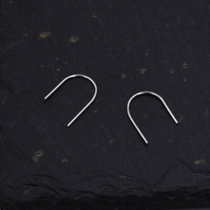 Sterling Silver Minimalist Curved Bar Ear Wire Earrings, U Shape Ear Jacket, U-Shape Geometric Simple Contemporary and Modern D68