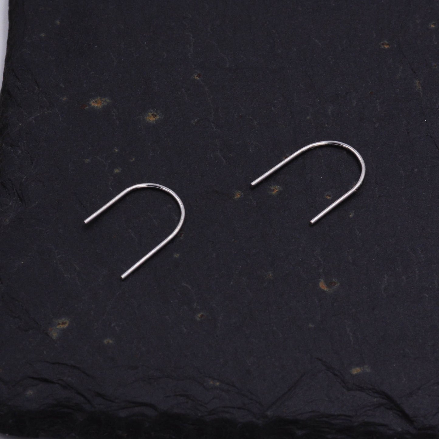 Sterling Silver Minimalist Curved Bar Ear Wire Earrings, U Shape Ear Jacket, U-Shape Geometric Simple Contemporary and Modern D68