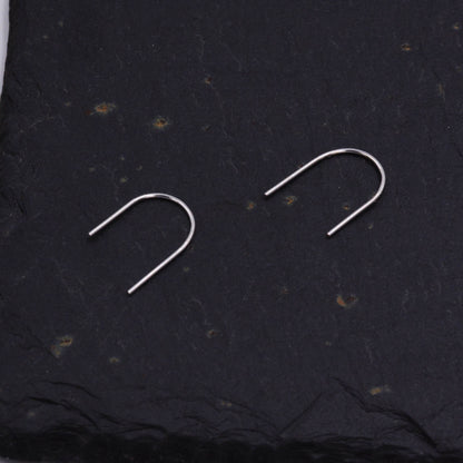 Sterling Silver Minimalist Curved Bar Ear Wire Earrings, U Shape Ear Jacket, U-Shape Geometric Simple Contemporary and Modern D68