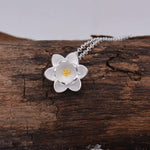 Sterling Silver Water lily Lotus Flower Blossom Pendant Necklace with Partial 18ct Gold Plating, Sweet Cute Pretty Jewellery