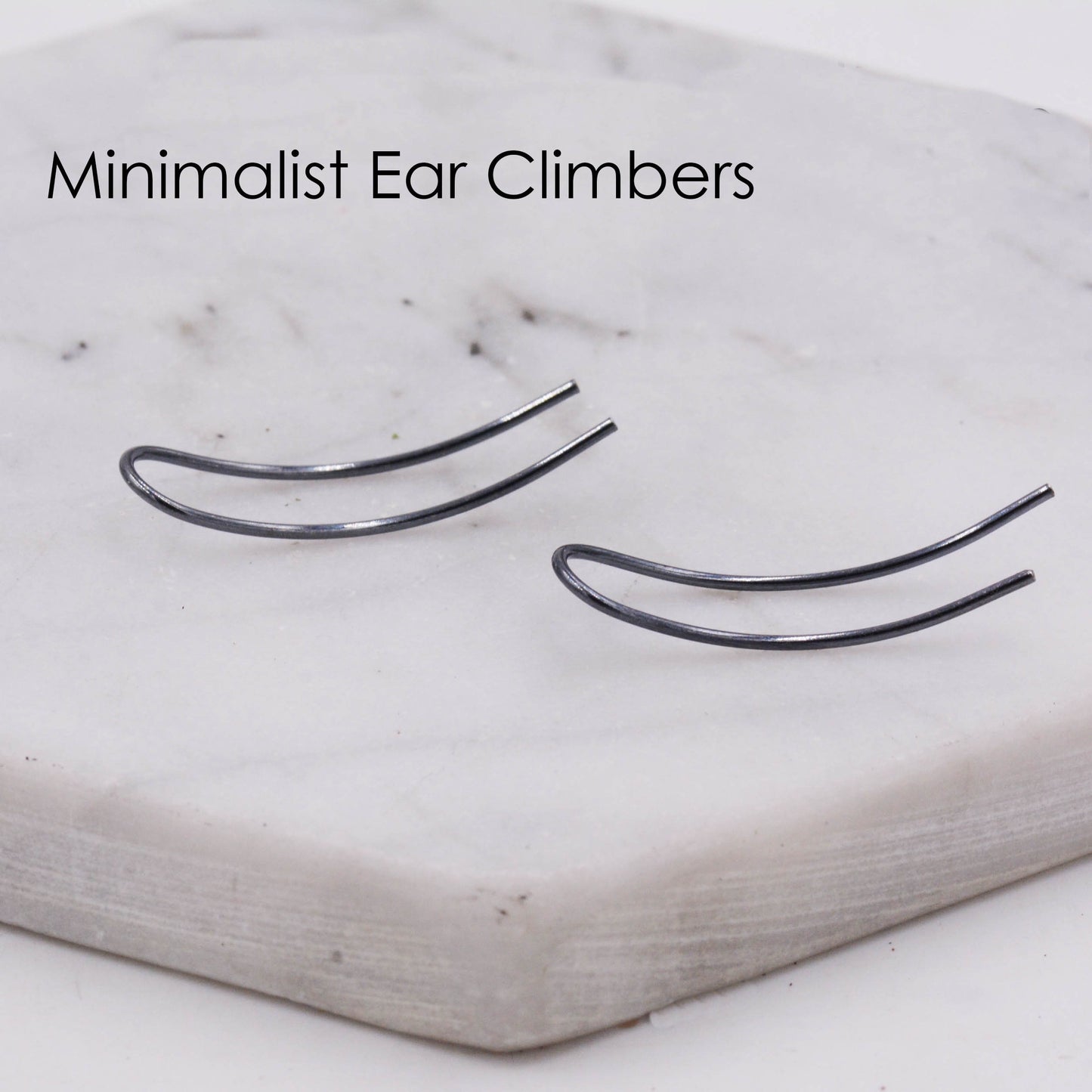 Sterling Silver Minimalist Bar Earrings Ear Climbers, Ear Crawlers, in Silver or Black