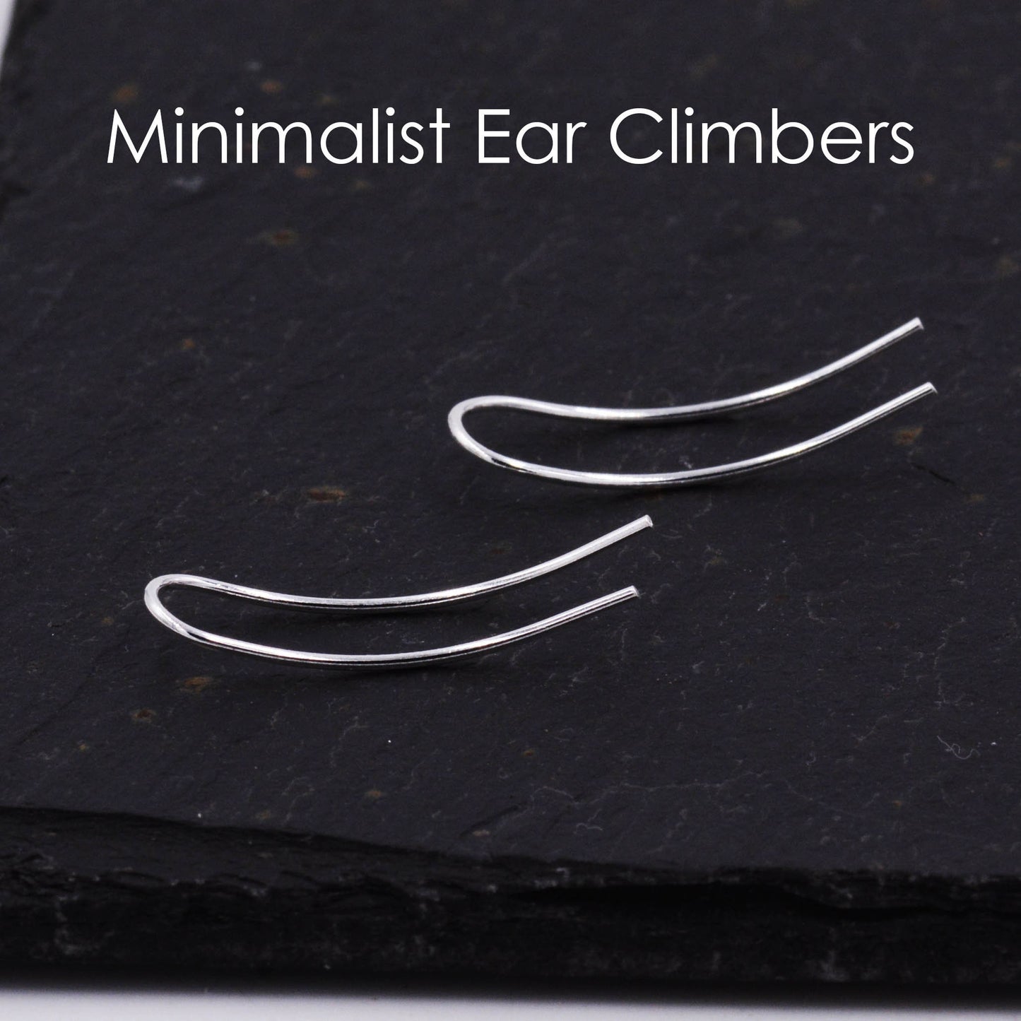 Sterling Silver Minimalist Bar Earrings Ear Climbers, Ear Crawlers, in Silver or Black