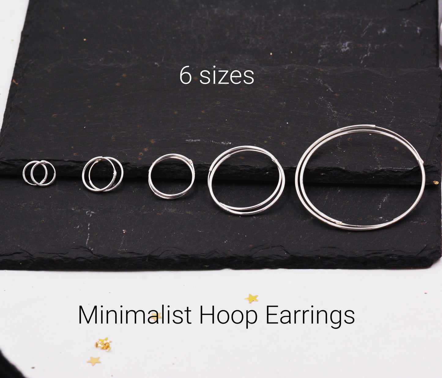 Geometric Small and Large Circle Hoop Earrings in Sterling Silver - Minimalist and Dainty Jewellery - Modern and Contemporary Design