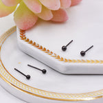 Tiny Ball Stud Earrings in Sterling Silver, Black Rhodium Plated, Minimalist Geometric Jewellery by SilverRainSilver